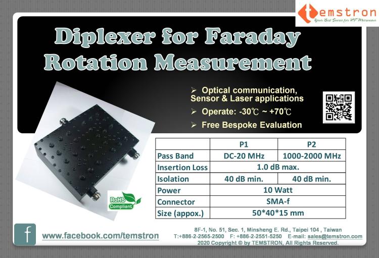 1-2GHz Diplexer for Faraday Rotation in 20MHz 