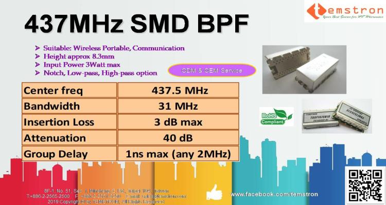 437MHz SMD BPF