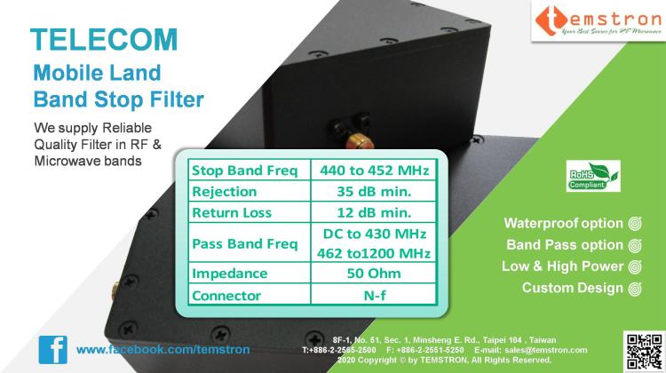 Notch Filter 440-452MHz for Land Mobile