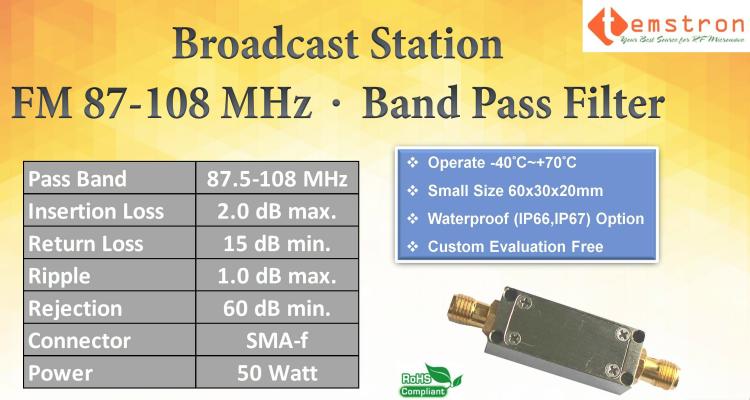 FM Bandpass Filter for Broadcast Station
