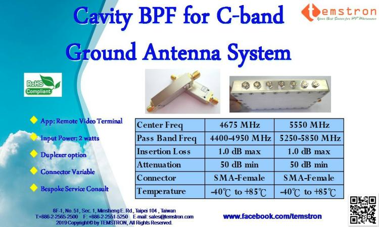 4.6G 5.5G cavity BPF for Ground Antenna System