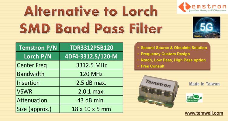 3312.5MHz SMD BPF Lorch Alternative