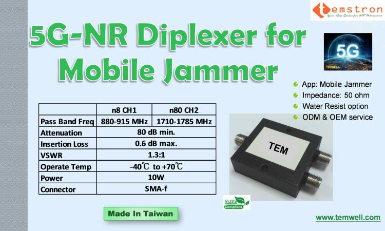 5G-NR Band Diplexer for Mobile Jammer
