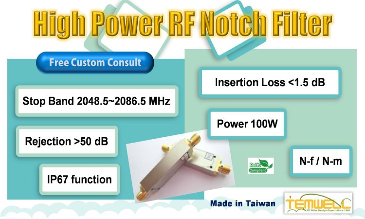 2048-2086M 100W Cavity Notch Filter