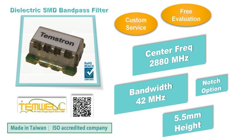 2.8GHz S-band SMD BPF for Ground Radar