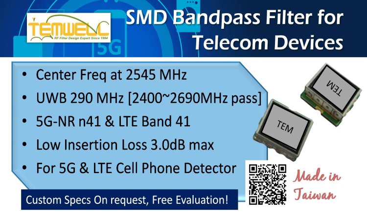2400-2690MHz SMD Filter 5G-NR LTE Band 41