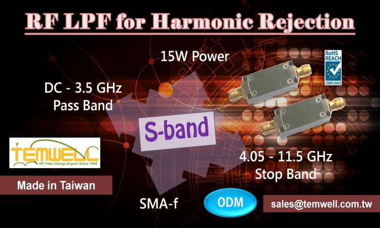 S-band 3.5GHz Lowpass Filter for Harmonic Rejection Radar Output