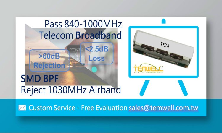 0.8-1GHz UWB SMD Bandpass Filter for Telecom