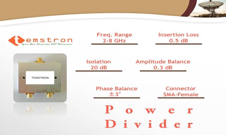 2-8 GHz 2 way power divider