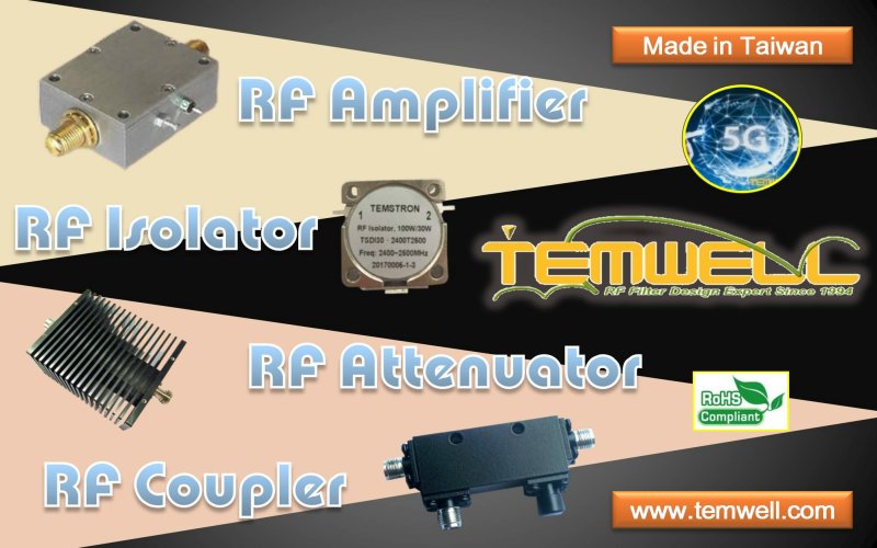 Temwell group can provide 868MHz Frequency Band of RF Amplifiers, RF Isolator, RF Attenuator, RF Couplers Customized Solution.